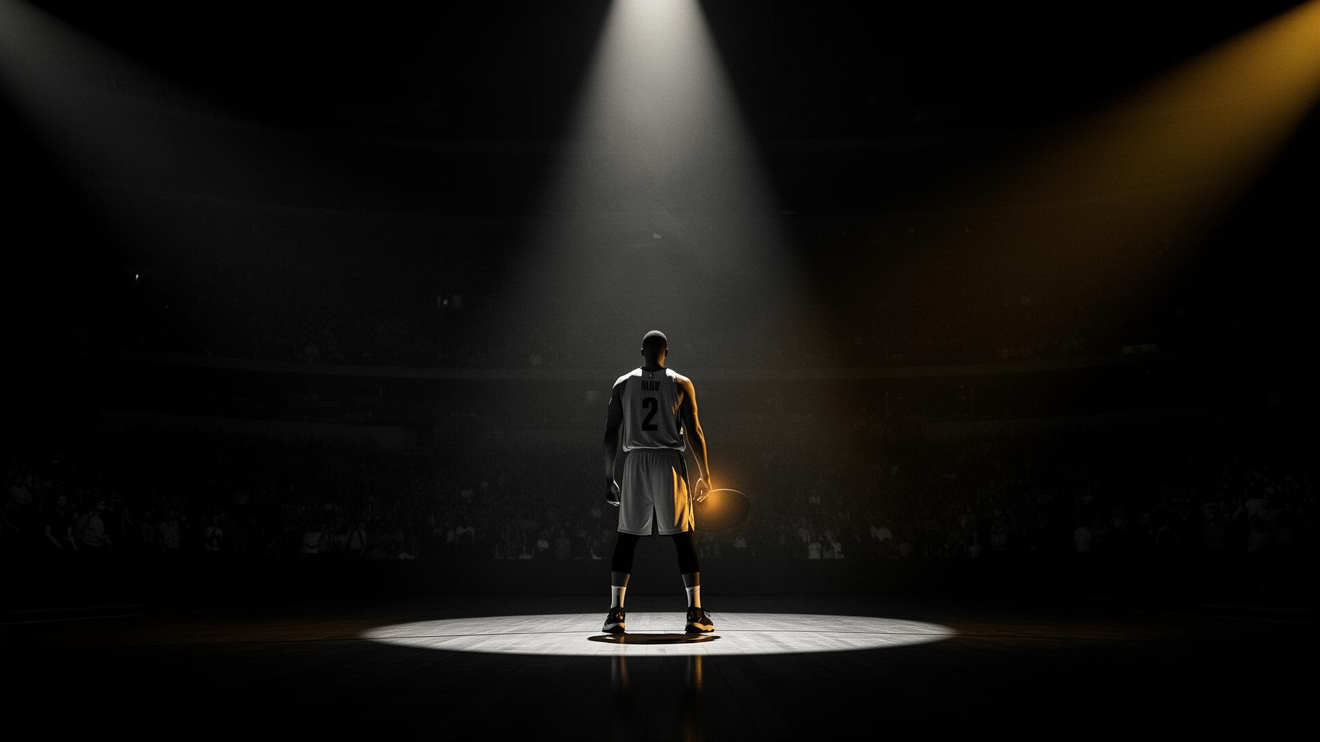 Athlete under stadium spotlight
